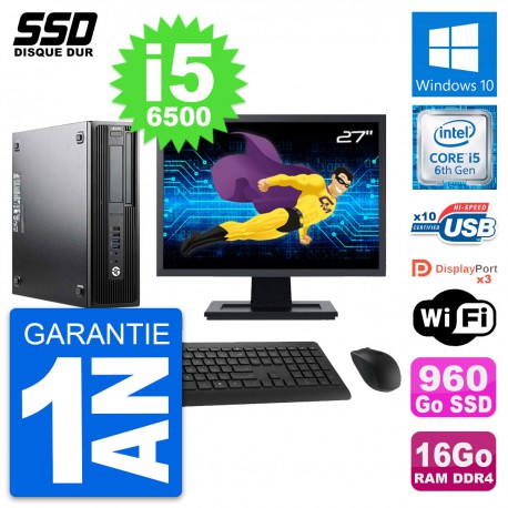 PC HP WorkStation Z240 SFF Ecran 27" i5-6500 RAM 16Go SSD 960Go Windows 10 Wifi