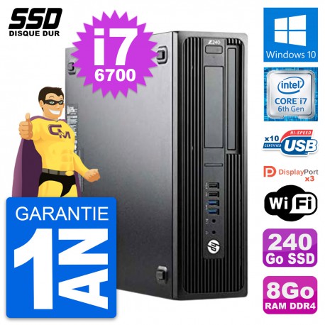 PC HP WorkStation Z240 SFF Intel Core i7-6700 RAM 8Go SSD 240Go Windows 10 Wifi
