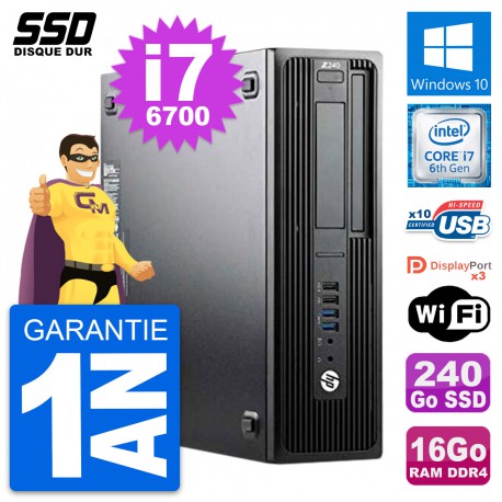 PC HP WorkStation Z240 SFF Intel Core i7-6700 RAM 16Go SSD 240Go Windows 10 Wifi