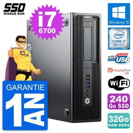 PC HP WorkStation Z240 SFF Intel Core i7-6700 RAM 32Go SSD 240Go Windows 10 Wifi
