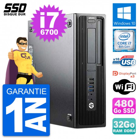PC HP WorkStation Z240 SFF Intel Core i7-6700 RAM 32Go SSD 480Go Windows 10 Wifi