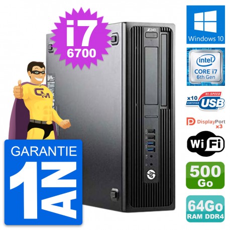 PC HP WorkStation Z240 SFF Intel i7-6700 RAM 64Go Disque 500Go Windows 10 Wifi