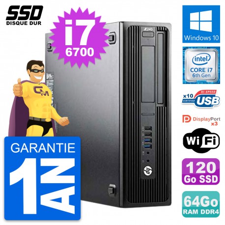 PC HP WorkStation Z240 SFF Intel Core i7-6700 RAM 64Go SSD 120Go Windows 10 Wifi