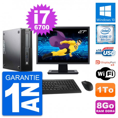 PC HP WorkStation Z240 SFF Ecran 27" i7-6700 RAM 8Go Disque 1To Windows 10 Wifi