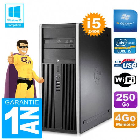 PC Tour HP Compaq 8200 Core I5-2400 Ram 4Go Disque 250 Go Graveur DVD Wifi W7