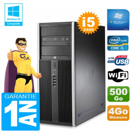 PC Tour HP Compaq 8200 Core I5-2400 Ram 4Go Disque 500 Go Graveur DVD Wifi W7