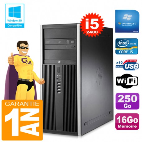 PC Tour HP Compaq 8200 Core I5-2400 Ram 16Go Disque 250 Go Graveur DVD Wifi W7