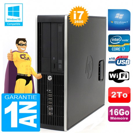 PC HP Compaq Pro 6300 SFF Core I7-2600 Ram 16 Go Disque 2 To Graveur DVD Wifi W7