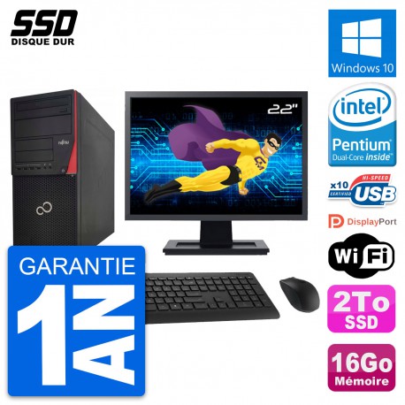 PC Tour Fujitsu P920 Ecran 22" Intel G3220 RAM 16Go SSD 2To Windows 10 Wifi