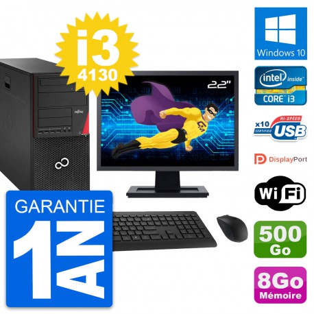 PC Tour Fujitsu P920 Ecran 22" Core i3-4130 RAM 8Go Disque 500Go Windows 10 Wifi