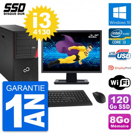 PC Tour Fujitsu P920 Ecran 22" Intel i3-4130 RAM 8Go SSD 120Go Windows 10 Wifi