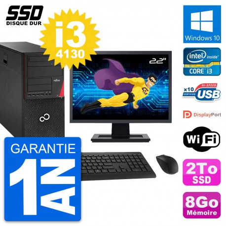 PC Tour Fujitsu P920 Ecran 22" Intel i3-4130 RAM 8Go SSD 2To Windows 10 Wifi