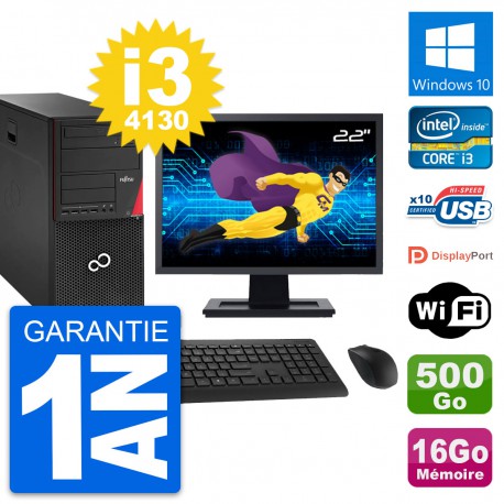 PC Tour Fujitsu P920 Ecran 22" i3-4130 RAM 16Go Disque 500Go Windows 10 Wifi