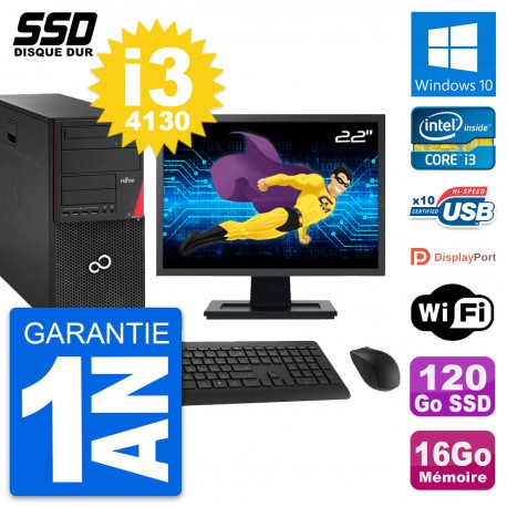 PC Tour Fujitsu P920 Ecran 22" Intel i3-4130 RAM 16Go SSD 120Go Windows 10 Wifi