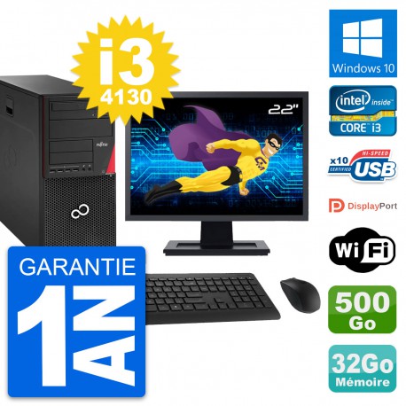 PC Tour Fujitsu P920 Ecran 22" i3-4130 RAM 32Go Disque 500Go Windows 10 Wifi
