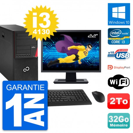 PC Tour Fujitsu P920 Ecran 22" Intel i3-4130 RAM 32Go Disque 2To Windows 10 Wifi