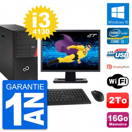 PC Tour Fujitsu P920 Ecran 27" Intel i3-4130 RAM 16Go Disque 2To Windows 10 Wifi