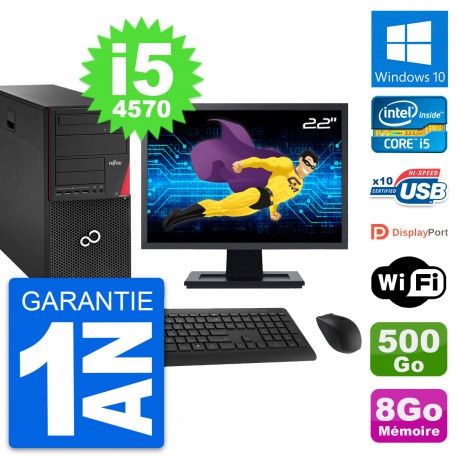 PC Tour Fujitsu P920 Ecran 22" Core i5-4570 RAM 8Go Disque 500Go Windows 10 Wifi