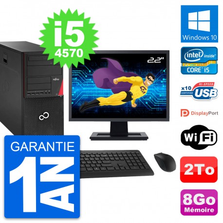 PC Tour Fujitsu P920 Ecran 22" Intel i5-4570 RAM 8Go Disque 2To Windows 10 Wifi
