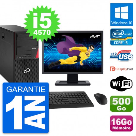 PC Tour Fujitsu P920 Ecran 22" i5-4570 RAM 16Go Disque 500Go Windows 10 Wifi