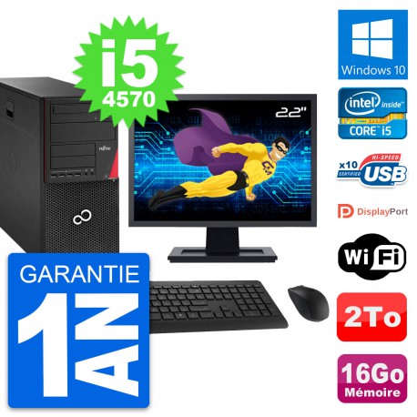 PC Tour Fujitsu P920 Ecran 22" Intel i5-4570 RAM 16Go Disque 2To Windows 10 Wifi