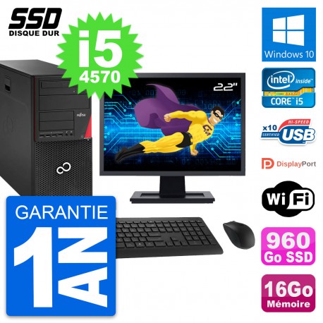 PC Tour Fujitsu P920 Ecran 22" Intel i5-4570 RAM 16Go SSD 960Go Windows 10 Wifi