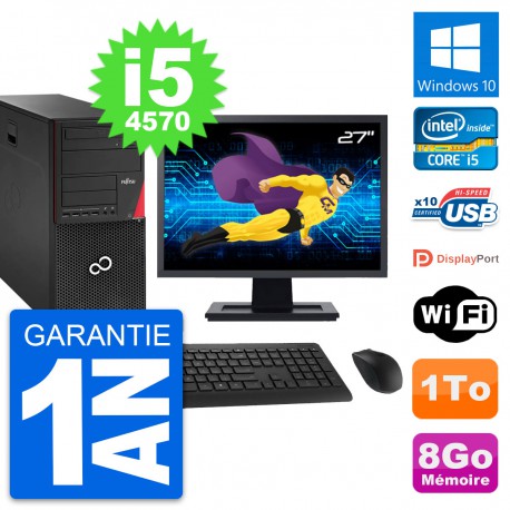 PC Tour Fujitsu P920 Ecran 27" Intel i5-4570 RAM 8Go Disque 1To Windows 10 Wifi