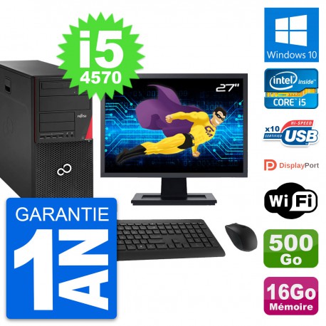 PC Tour Fujitsu P920 Ecran 27" i5-4570 RAM 16Go Disque 500Go Windows 10 Wifi