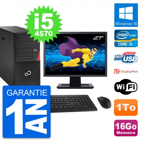 PC Tour Fujitsu P920 Ecran 27" Intel i5-4570 RAM 16Go Disque 1To Windows 10 Wifi