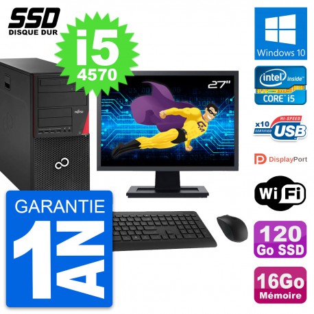 PC Tour Fujitsu P920 Ecran 27" Intel i5-4570 RAM 16Go SSD 120Go Windows 10 Wifi