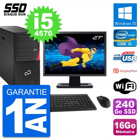 PC Tour Fujitsu P920 Ecran 27" Intel i5-4570 RAM 16Go SSD 240Go Windows 10 Wifi