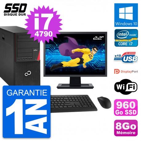 PC Tour Fujitsu P920 Ecran 22" Intel i7-4790 RAM 8Go SSD 960Go Windows 10 Wifi