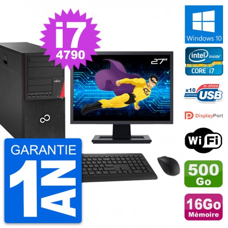 PC Tour Fujitsu P920 Ecran 27" i7-4790 RAM 16Go Disque 500Go Windows 10 Wifi