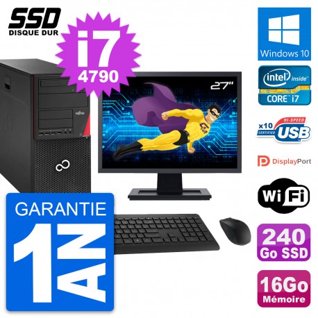 PC Tour Fujitsu P920 Ecran 27" Intel i7-4790 RAM 16Go SSD 240Go Windows 10 Wifi