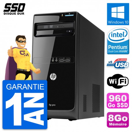 PC Tour HP Pro 3400 MT Intel Pentium G630 RAM 8Go SSD 960Go Windows 10 Wifi
