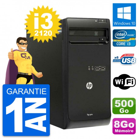 PC Tour HP Pro 3400 MT Intel Core i3-2120 RAM 8Go Disque 500Go Windows 10 Wifi