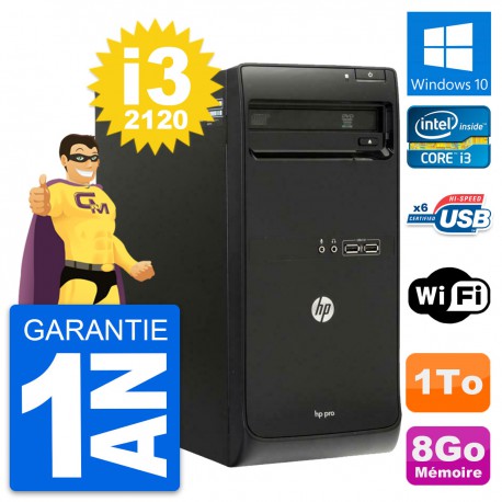 PC Tour HP Pro 3400 MT Intel Core i3-2120 RAM 8Go Disque Dur 1To Windows 10 Wifi