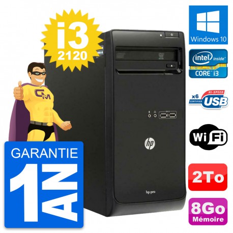 PC Tour HP Pro 3400 MT Intel Core i3-2120 RAM 8Go Disque Dur 2To Windows 10 Wifi