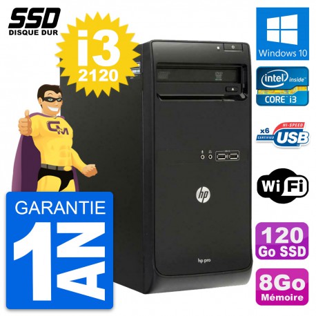 PC Tour HP Pro 3400 MT Intel Core i3-2120 RAM 8Go SSD 120Go Windows 10 Wifi