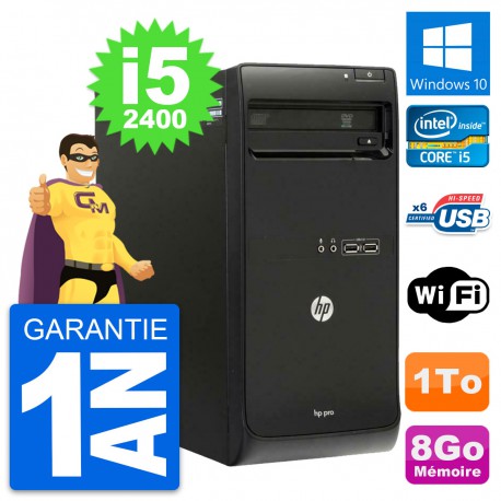 PC Tour HP Pro 3400 MT Intel Core i5-2400 RAM 8Go Disque Dur 1To Windows 10 Wifi