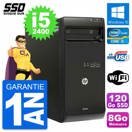 PC Tour HP Pro 3400 MT Intel Core i5-2400 RAM 8Go SSD 120Go Windows 10 Wifi