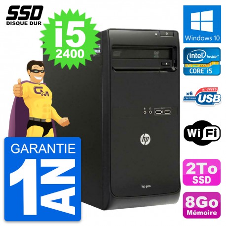 PC Tour HP Pro 3400 MT Intel Core i5-2400 RAM 8Go SSD 2To Windows 10 Wifi