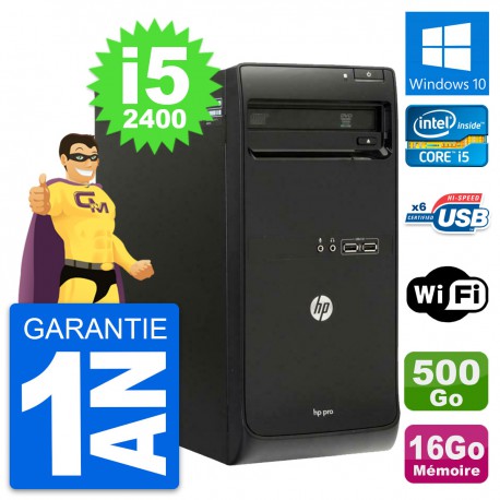 PC Tour HP Pro 3400 MT Intel Core i5-2400 RAM 16Go Disque 500Go Windows 10 Wifi