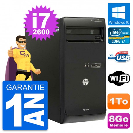 PC Tour HP Pro 3400 MT Intel Core i7-2600 RAM 8Go Disque Dur 1To Windows 10 Wifi