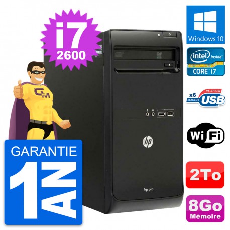 PC Tour HP Pro 3400 MT Intel Core i7-2600 RAM 8Go Disque Dur 2To Windows 10 Wifi