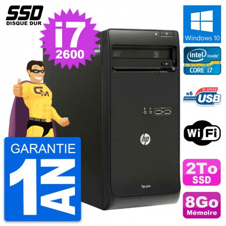 PC Tour HP Pro 3400 MT Intel Core i7-2600 RAM 8Go SSD 2To Windows 10 Wifi