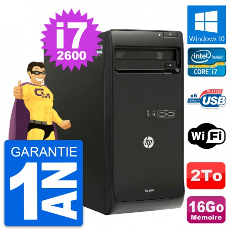 PC Tour HP Pro 3400 MT Intel Core i7-2600 RAM 16Go Disque 2To Windows 10 Wifi