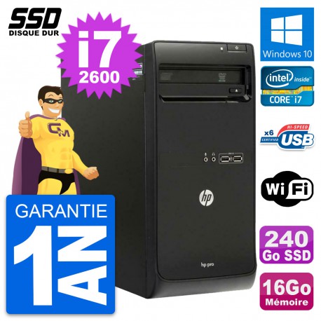 PC Tour HP Pro 3400 MT Intel Core i7-2600 RAM 16Go SSD 240Go Windows 10 Wifi