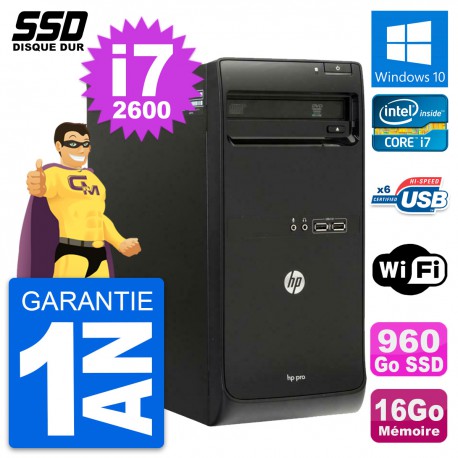 PC Tour HP Pro 3400 MT Intel Core i7-2600 RAM 16Go SSD 960Go Windows 10 Wifi