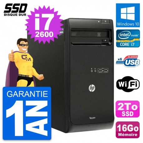 PC Tour HP Pro 3400 MT Intel Core i7-2600 RAM 16Go SSD 2To Windows 10 Wifi